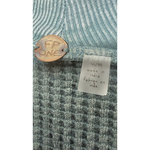 Free People FP One Ashton Zip Thermal Long Sleeve Relaxed Ribbed Blouse Top M - Picture 3 of 10